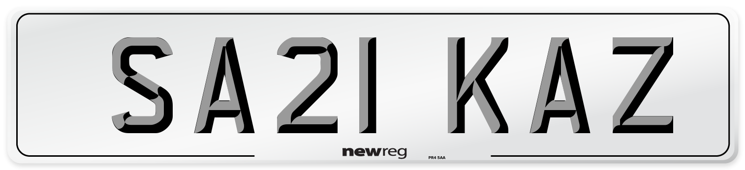 SA21 KAZ Number Plate from New Reg